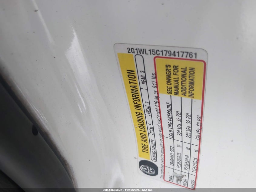 2007 Chevrolet Monte Carlo Ss VIN: 2G1WL15C179417761 Lot: 43635822