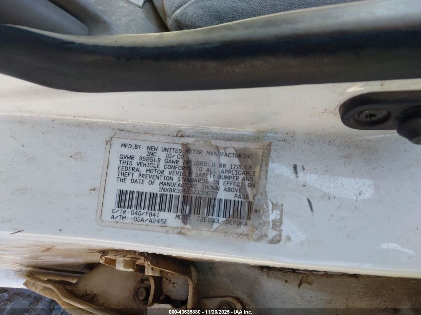 2003 Toyota Corolla Ce VIN: 1NXBR32E83Z109677 Lot: 43635880