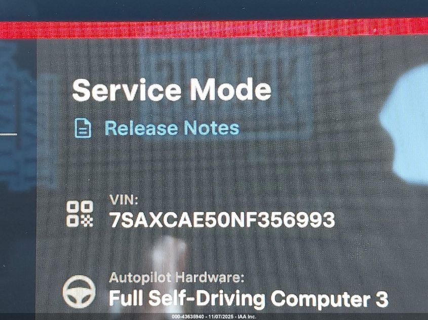 2022 Tesla Model X Dual Motor All-Wheel Drive VIN: 7SAXCAE50NF356993 Lot: 43635940