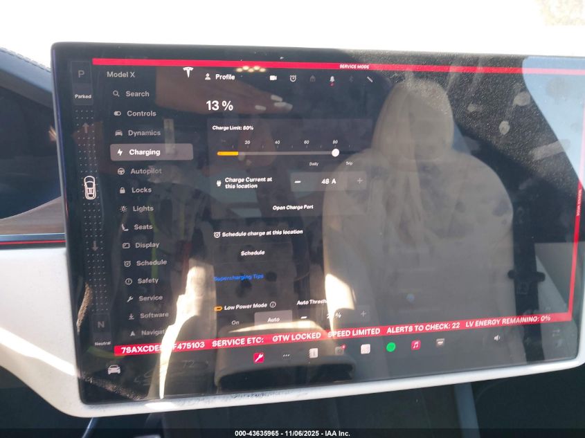 2026 Tesla Model X VIN: 7SAXCDE51TF475103 Lot: 43635965