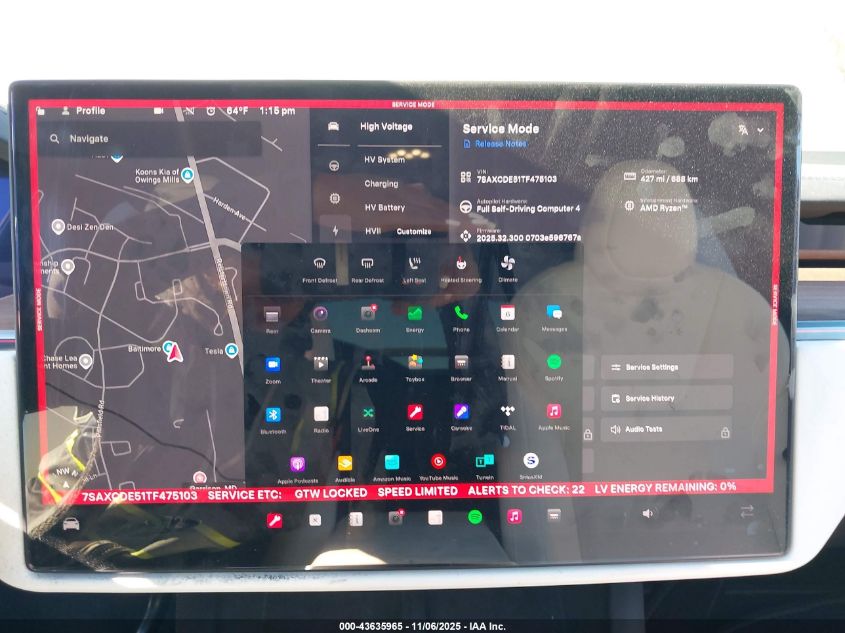 2026 Tesla Model X VIN: 7SAXCDE51TF475103 Lot: 43635965