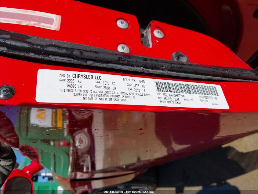 2009 Dodge Challenger Se VIN: 2B3LJ44V39H522204 Lot: 43635980