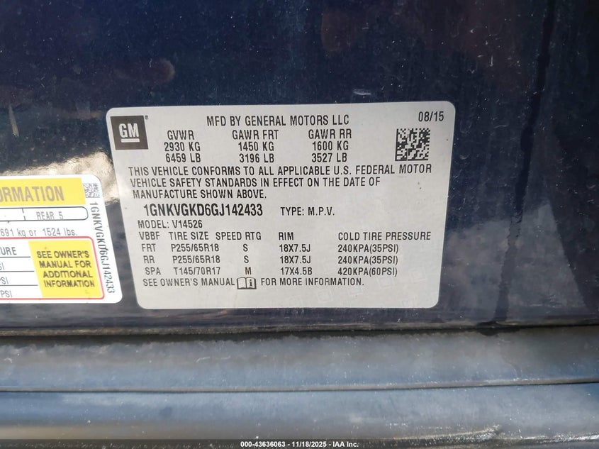 1GNKVGKD6GJ142433 2016 CHEVROLET TRAVERSE photo no. 9