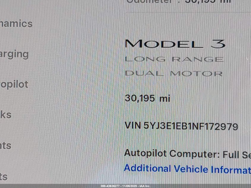 2022 Tesla Model 3 Long Range Dual Motor All-Wheel Drive VIN: 5YJ3E1EB1NF172979 Lot: 43636277