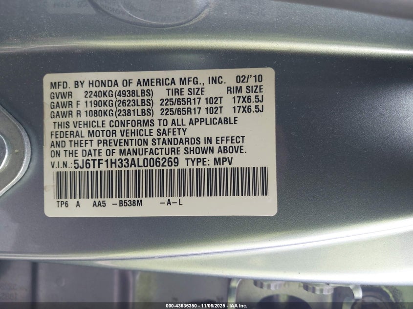 5J6TF1H33AL006269 2010 HONDA ACCORD photo no. 9