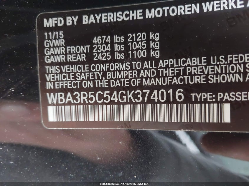 WBA3R5C54GK374016 2016 BMW 4ER photo no. 9