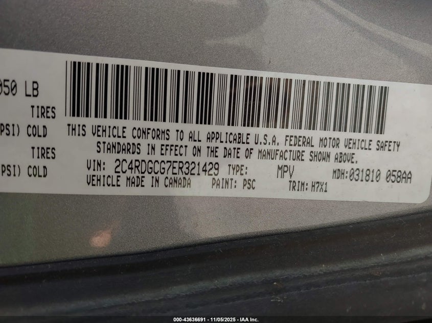 2014 DODGE GRAND CARAVAN SXT 2C4RDGCG7ER321429