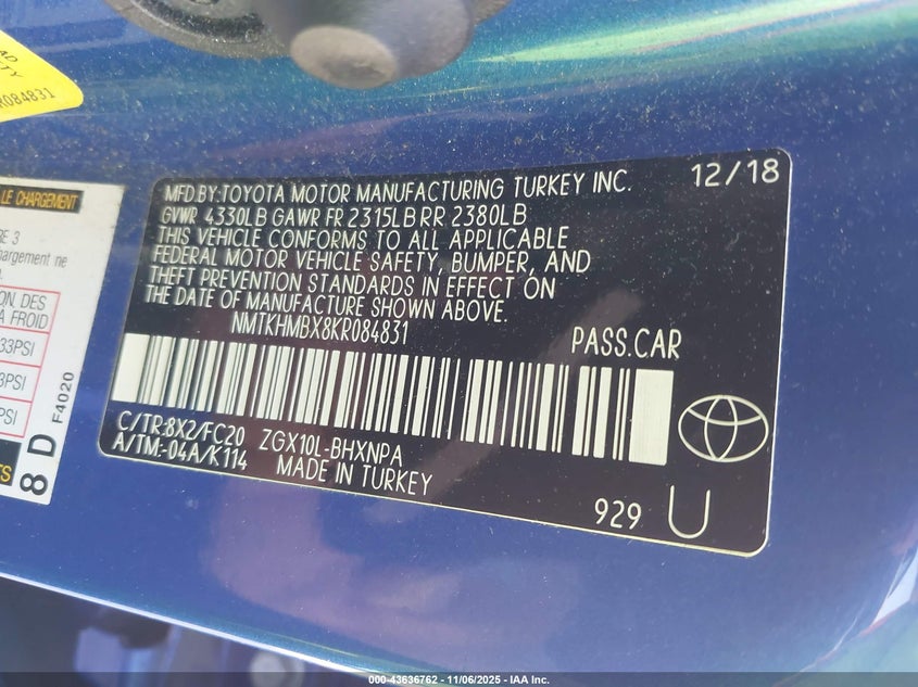 2019 TOYOTA C-HR LE - NMTKHMBX8KR084831