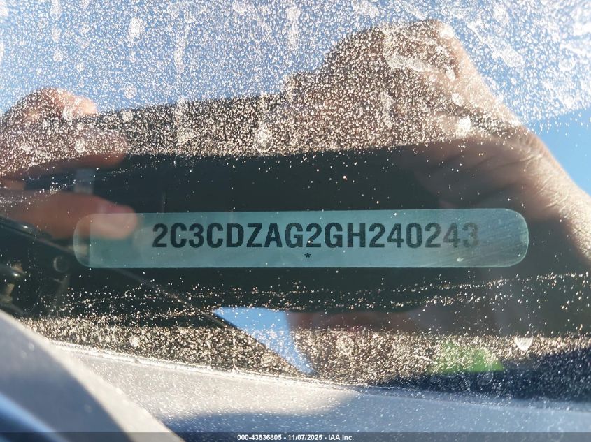 2016 Dodge Challenger Sxt VIN: 2C3CDZAG2GH240243 Lot: 43636805