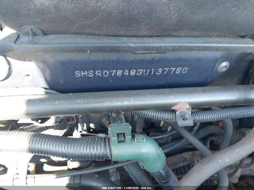 2003 Honda Cr-V Lx VIN: SHSRD78483U137780 Lot: 43637109