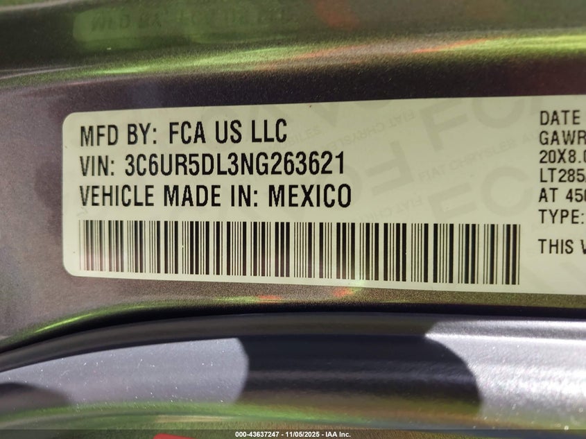 3C6UR5DL3NG263621 2022 RAM 2500 photo no. 9
