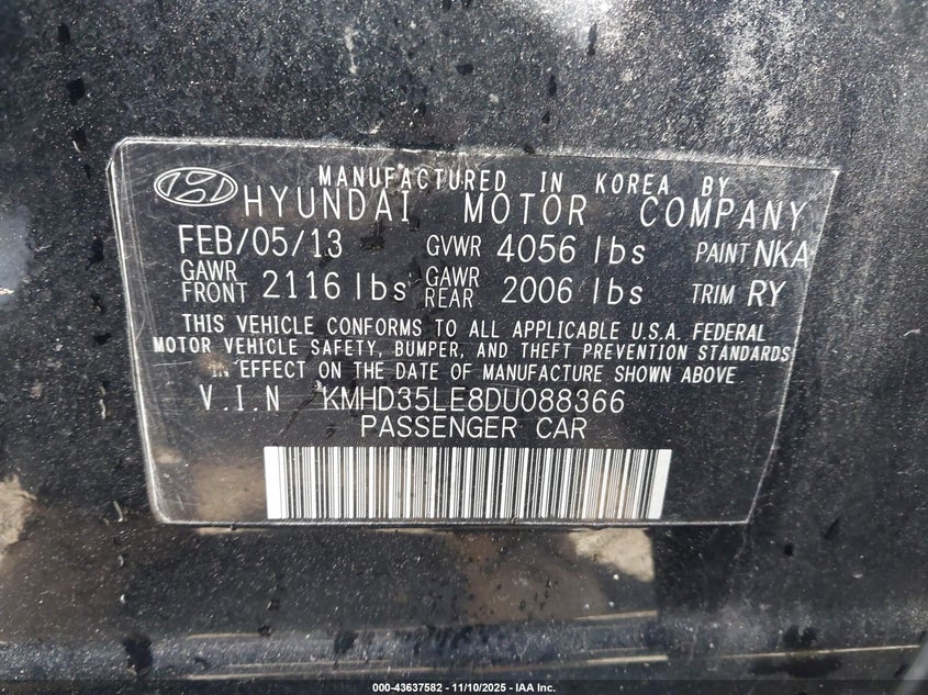 KMHD35LE8DU088366 2013 HYUNDAI ELANTRA photo no. 9