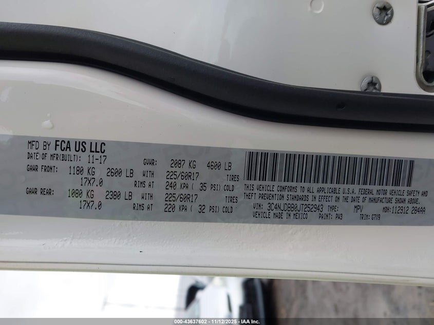 2018 JEEP COMPASS LATITUDE 4X4 3C4NJDBB0JT252943