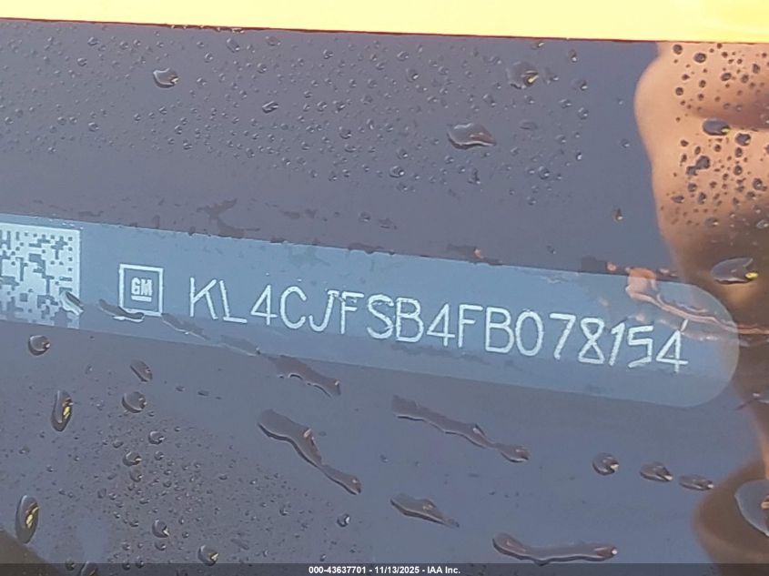 2015 Buick Encore Convenience VIN: KL4CJFSB4FB078154 Lot: 43637701