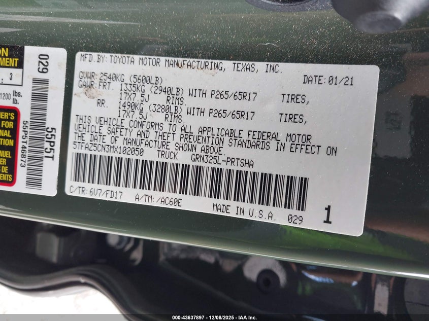 5TFAZ5CN3MX102050 2021 TOYOTA TACOMA photo no. 9