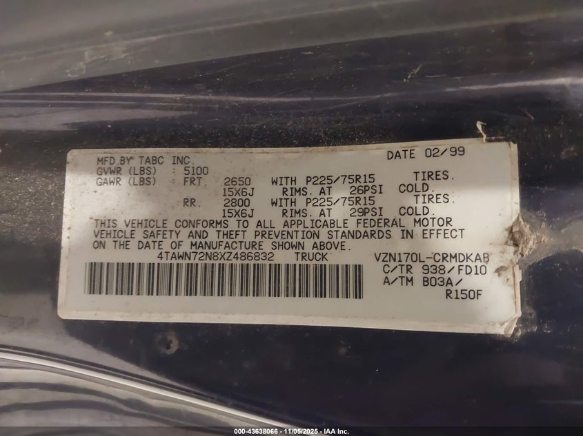 4TAWN72N8XZ486832 1999 TOYOTA TACOMA photo no. 9