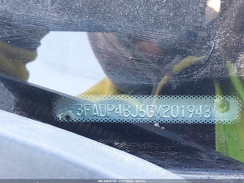 2016 Ford Fiesta Se VIN: 3FADP4BJ6GM201943 Lot: 43638139