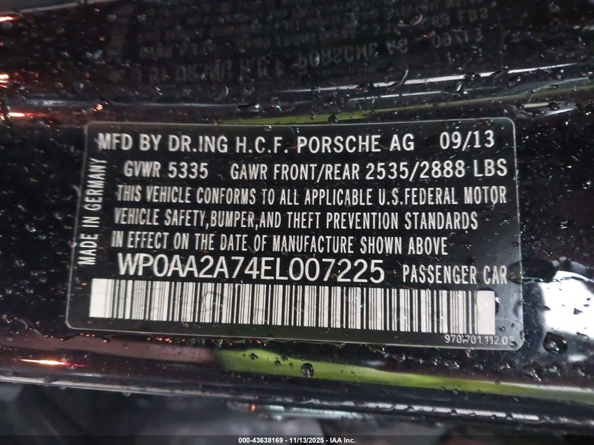 WP0AA2A74EL007225 2014 PORSCHE PANAMERA photo no. 9