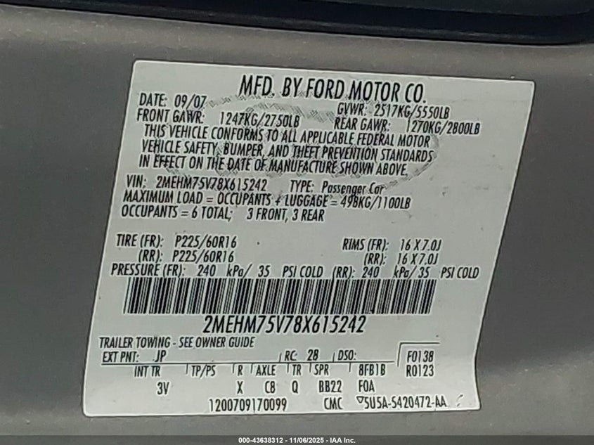 2MEHM75V78X615242 2008 MERCURY GRAND MARQUIS photo no. 9