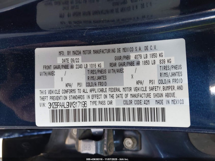 2022 MAZDA MAZDA3 2.5 S - 3MZBPAAL9NM317196