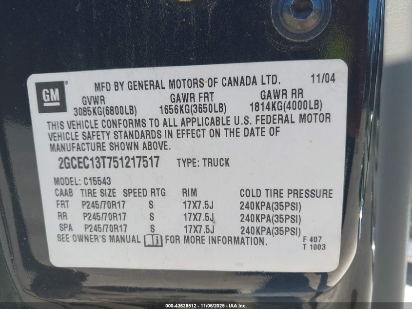 2GCEC13T751217517 2005 CHEVROLET SILVERADO photo no. 9