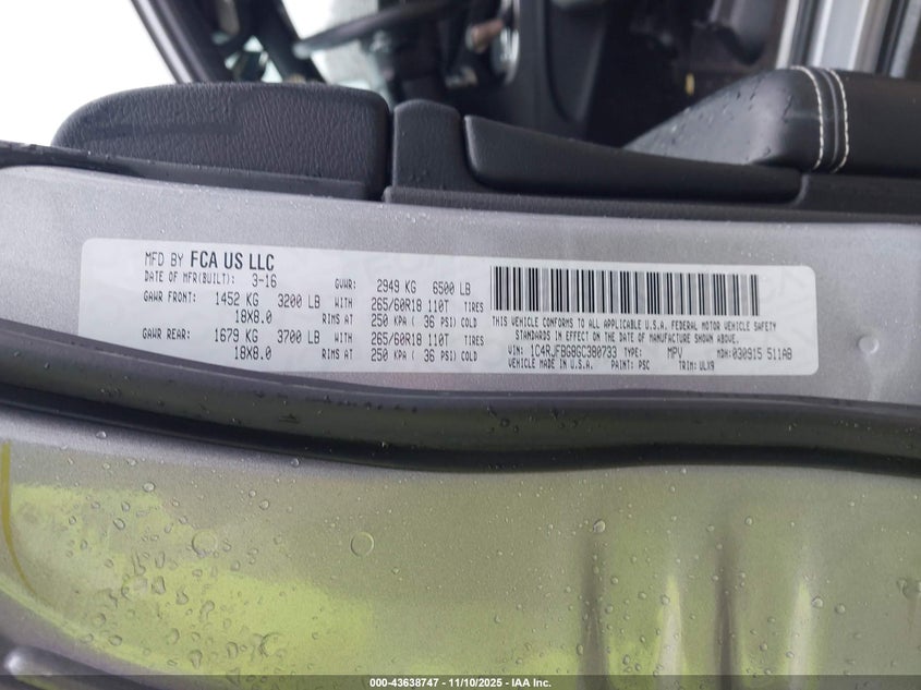 2016 JEEP GRAND CHEROKEE LIMITED - 1C4RJFBG8GC380733