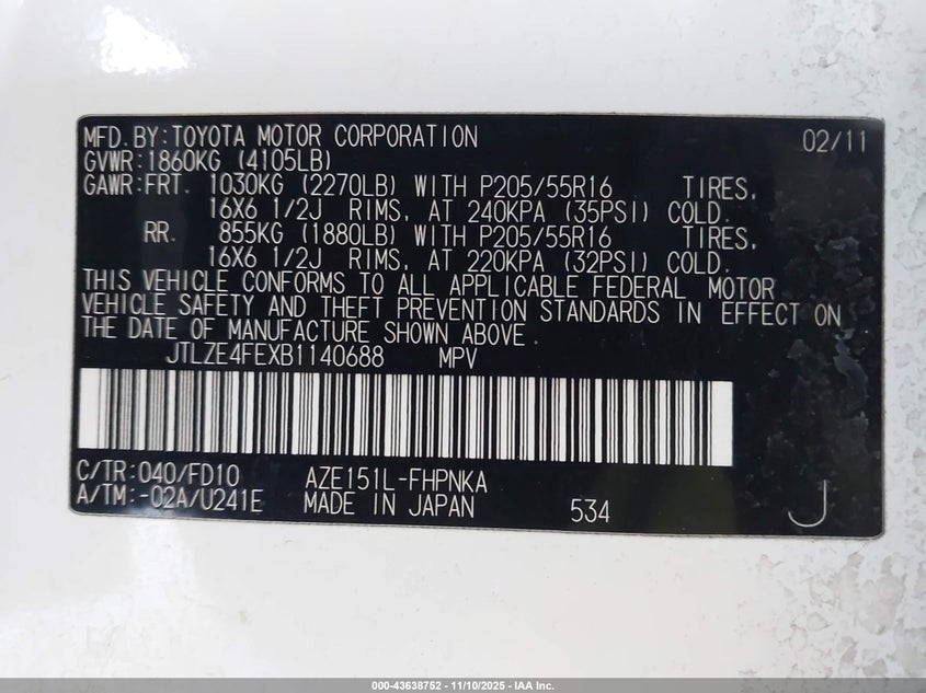 JTLZE4FEXB1140688 2011 SCION XB photo no. 9