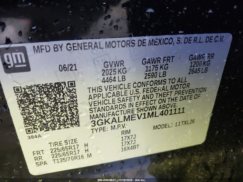 2021 GMC TERRAIN FWD SLE - 3GKALMEV1ML401111