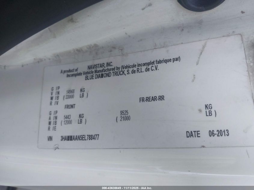 2014 International 4000 4300 VIN: 3HAMMAAN5EL788477 Lot: 43638849