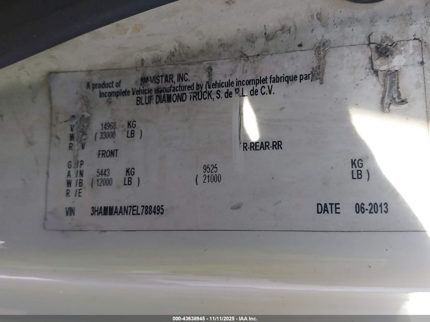 2014 International 4000 4300 VIN: 3HAMMAAN7EL788495 Lot: 43638945