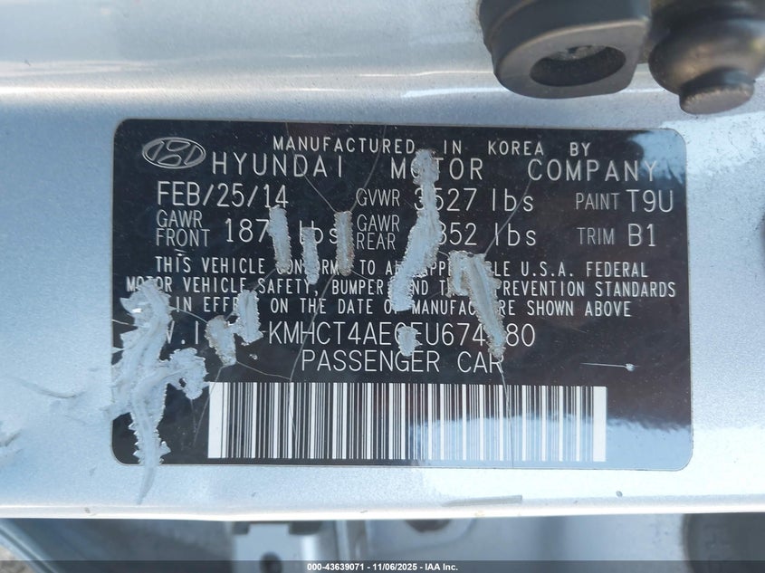 2014 HYUNDAI ACCENT GLS KMHCT4AE0EU674280