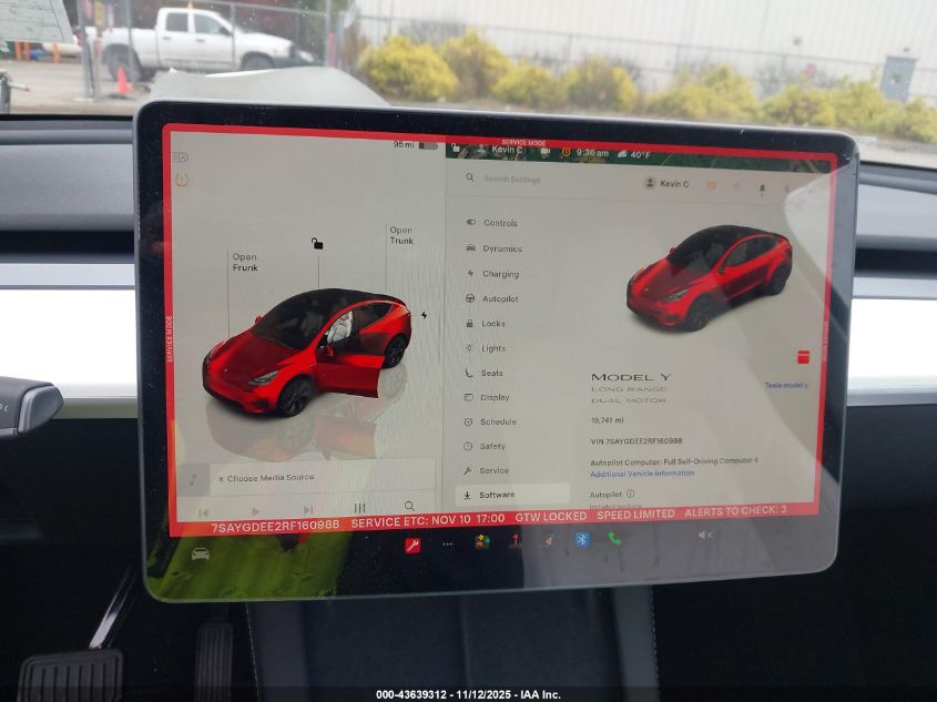 2024 Tesla Model Y Long Range Dual Motor All-Wheel Drive VIN: 7SAYGDEE2RF160988 Lot: 43639312