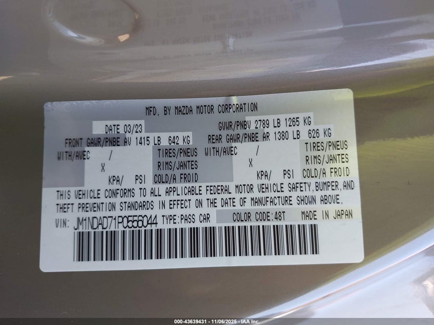 2023 MAZDA MX-5 MIATA GRAND TOURING - JM1NDAD71P0556044