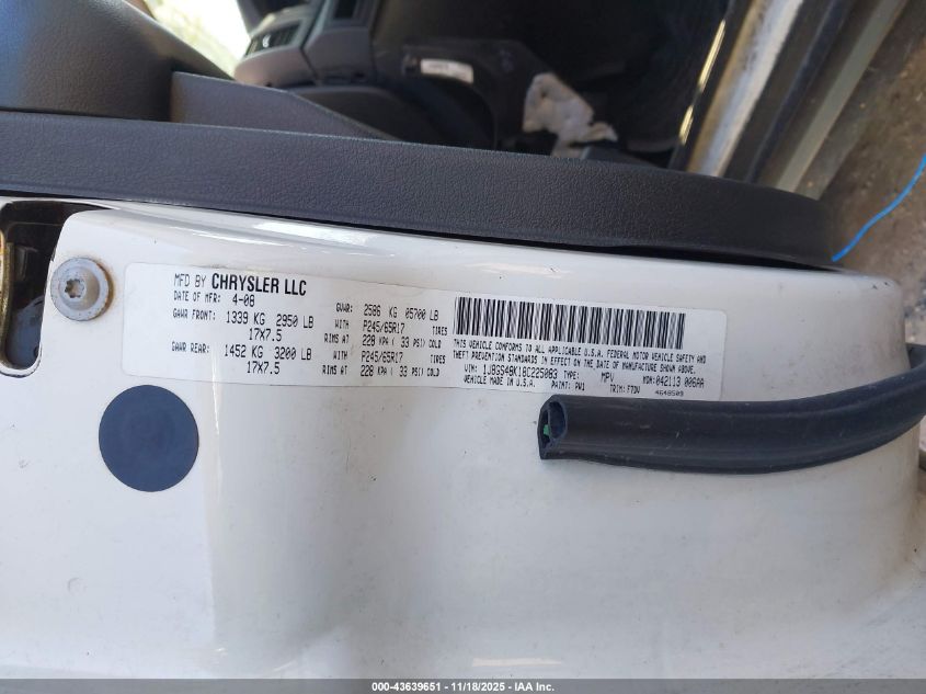 2008 Jeep Grand Cherokee Laredo VIN: 1J8GS48K18C225083 Lot: 43639651