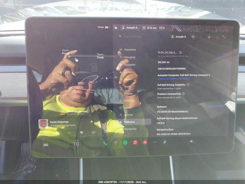 2019 Tesla Model 3 Long Range/Mid Range/Standard Range/Standard Range Plus VIN: 5YJ3E1EA2KF409966 Lot: 43639755