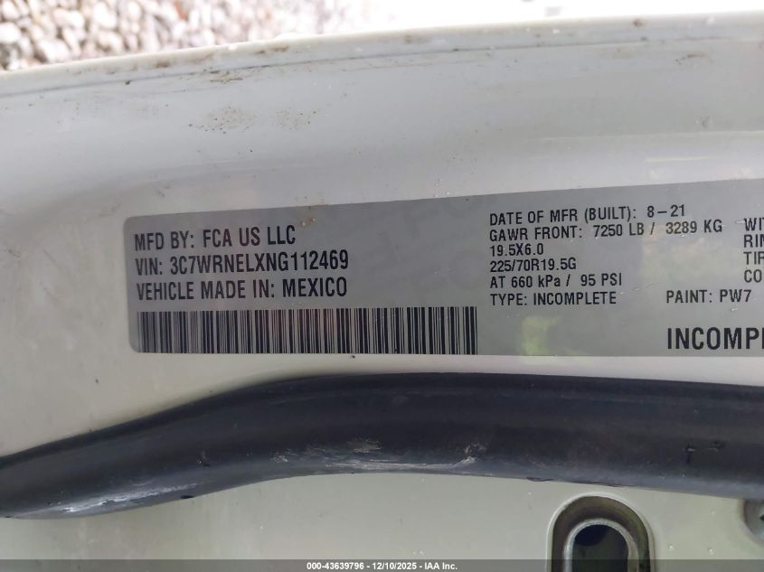 2022 Ram 5500 Chassis Tradesman/Slt/Laramie/Limited VIN: 3C7WRNELXNG112469 Lot: 43639796