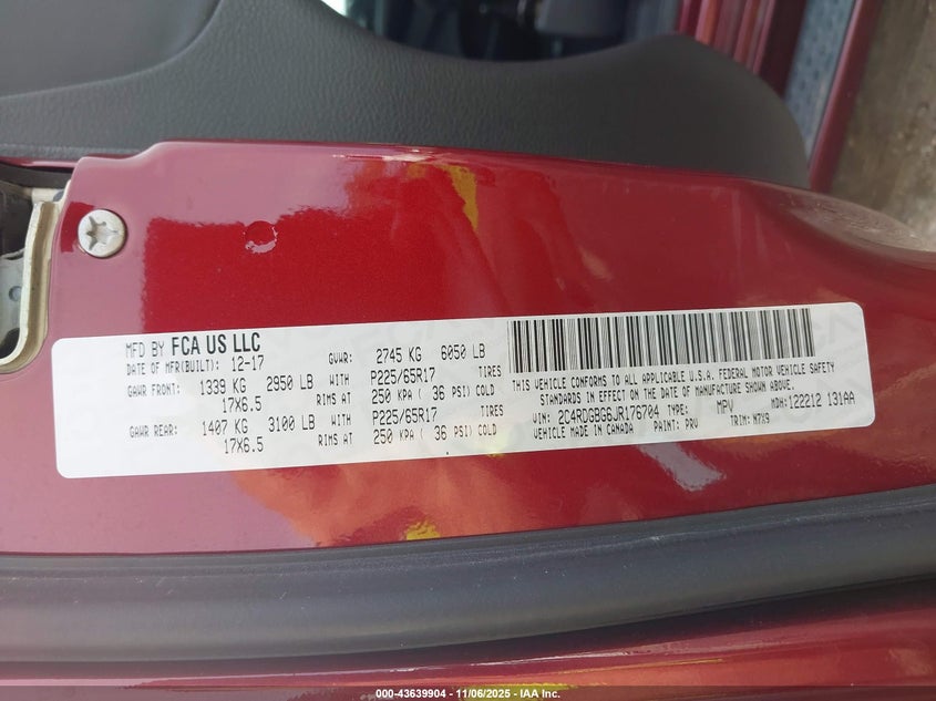 2018 DODGE GRAND CARAVAN SE PLUS 2C4RDGBG6JR176704