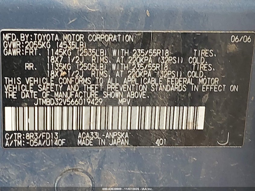 JTMBD32V566019429 2006 TOYOTA RAV 4 photo no. 9