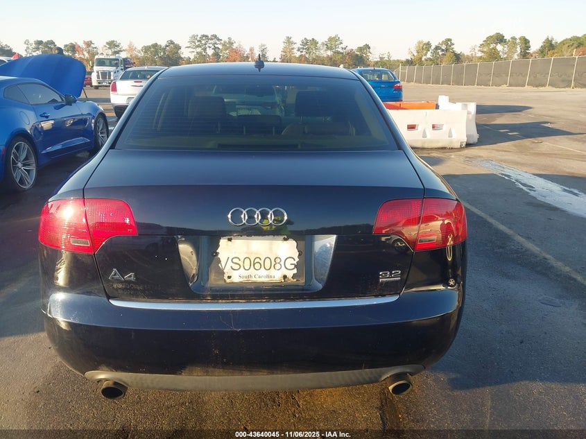 2007 Audi A4 3.2 VIN: WAUDH78E37A112926 Lot: 43640045