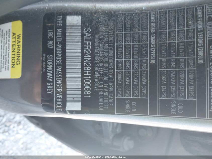 2008 Land Rover Lr2 Hse VIN: SALFR24N28H109681 Lot: 43640250