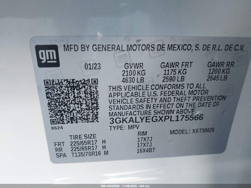 2023 GMC Terrain Awd At4 VIN: 3GKALYEGXPL175566 Lot: 43640266