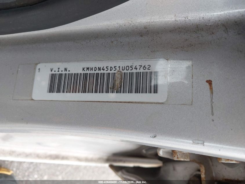 2001 Hyundai Elantra Gls VIN: KMHDN45D51U054762 Lot: 43640400