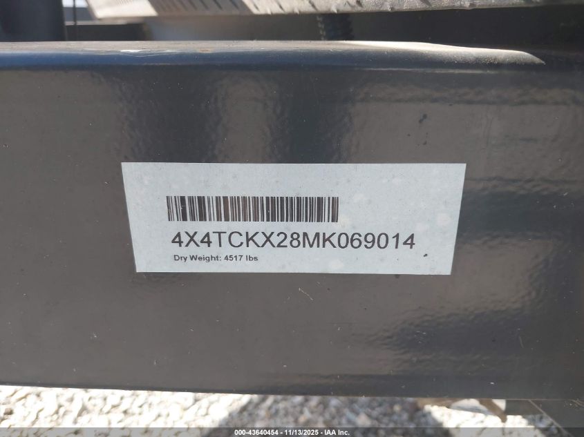 2021 Cherokee Other VIN: 4X4TCKX28MK069014 Lot: 43640454