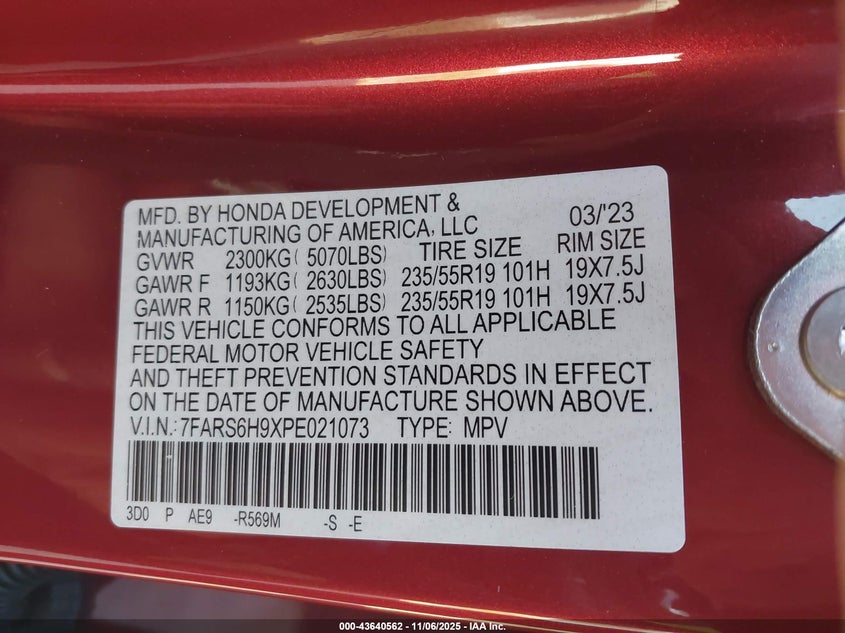 2023 HONDA CR-V HYBRID SPORT TOURING 7FARS6H9XPE021073