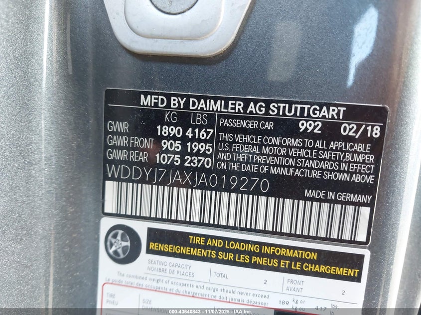 WDDYJ7JAXJA019270 2018 MERCEDES-BENZ AMG GT photo no. 9
