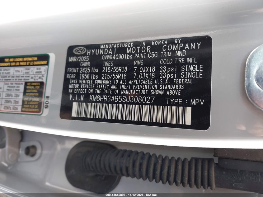 2025 HYUNDAI KONA SEL KM8HB3AB5SU308027