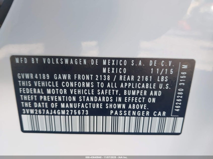 3VW267AJ4GM275673 2016 VOLKSWAGEN JETTA photo no. 9
