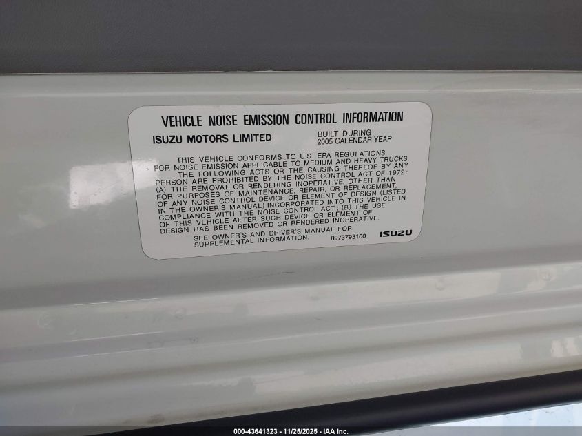 2006 Isuzu W4S042 Npr Hd Reg VIN: JALC4B16167000362 Lot: 43641323