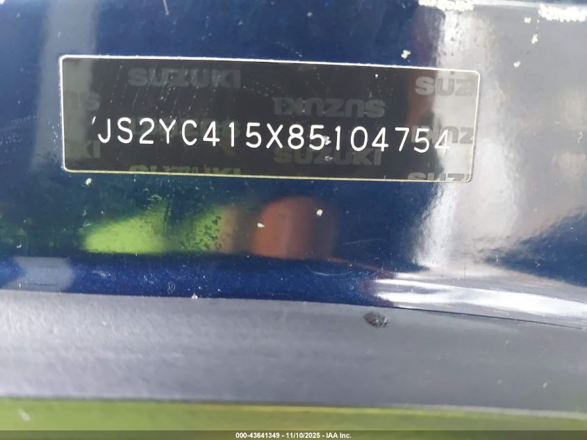 2008 Suzuki Sx4 Sport Convenience/Sport Road Trip Edition Touring 2 VIN: JS2YC415X85104754 Lot: 43641349