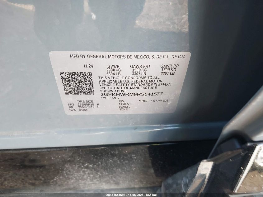 2024 Honda Prologue Touring VIN: 3GPKHWRM9RS541577 Lot: 43641698